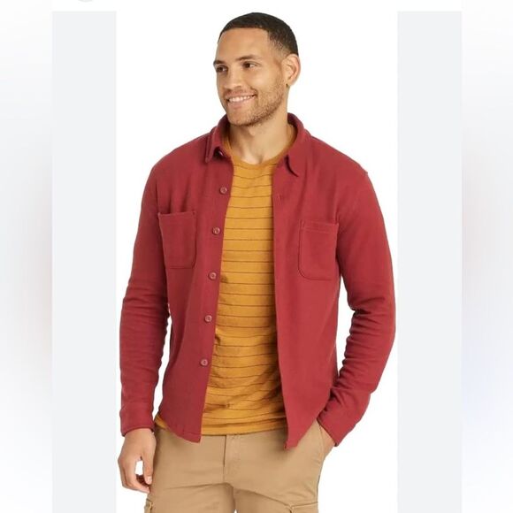 Goodfellow Knit Long Sleeve Button Down in Burnt Orange - Size L - Picture 1 of 6